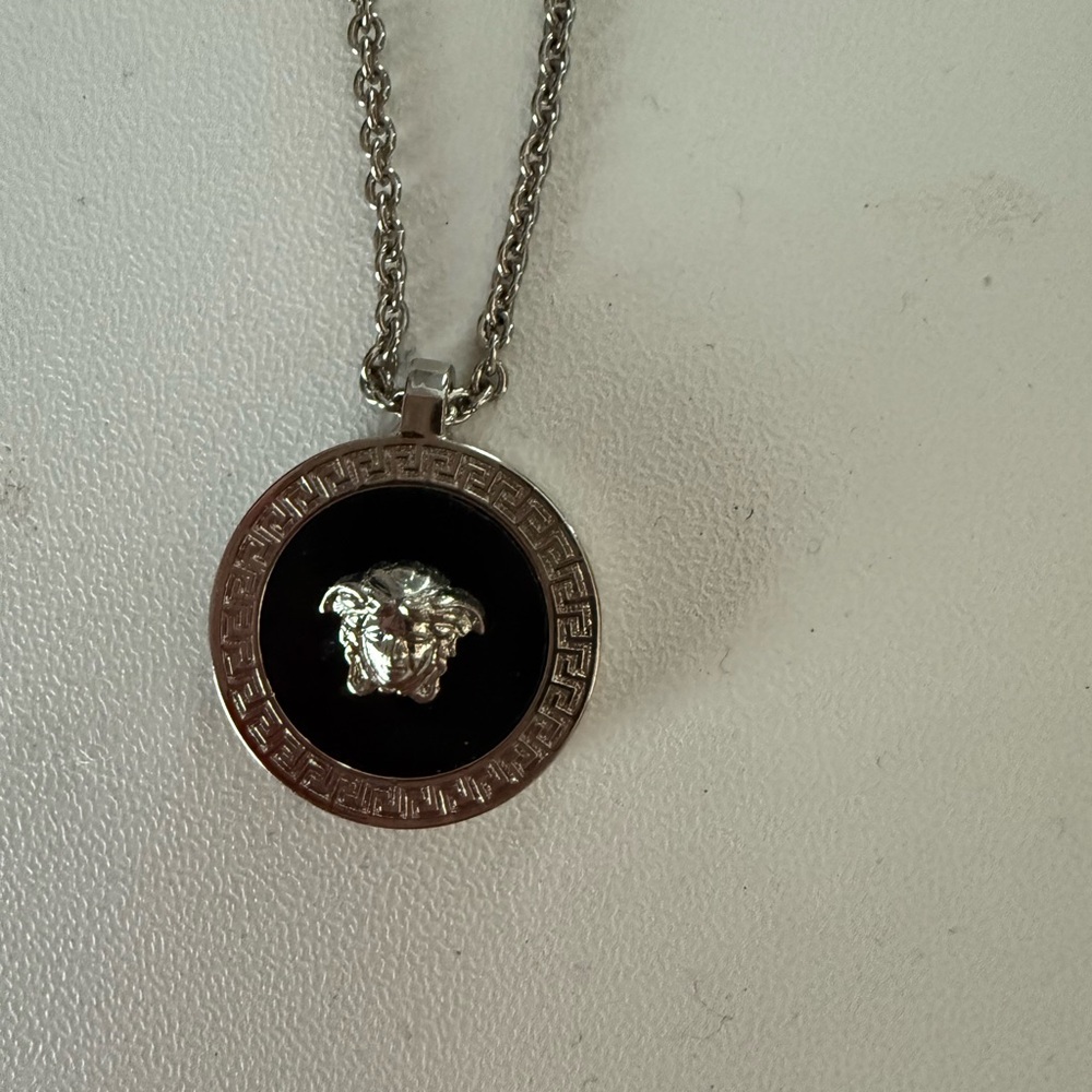 Versace Black and Silver Medusa Necklace